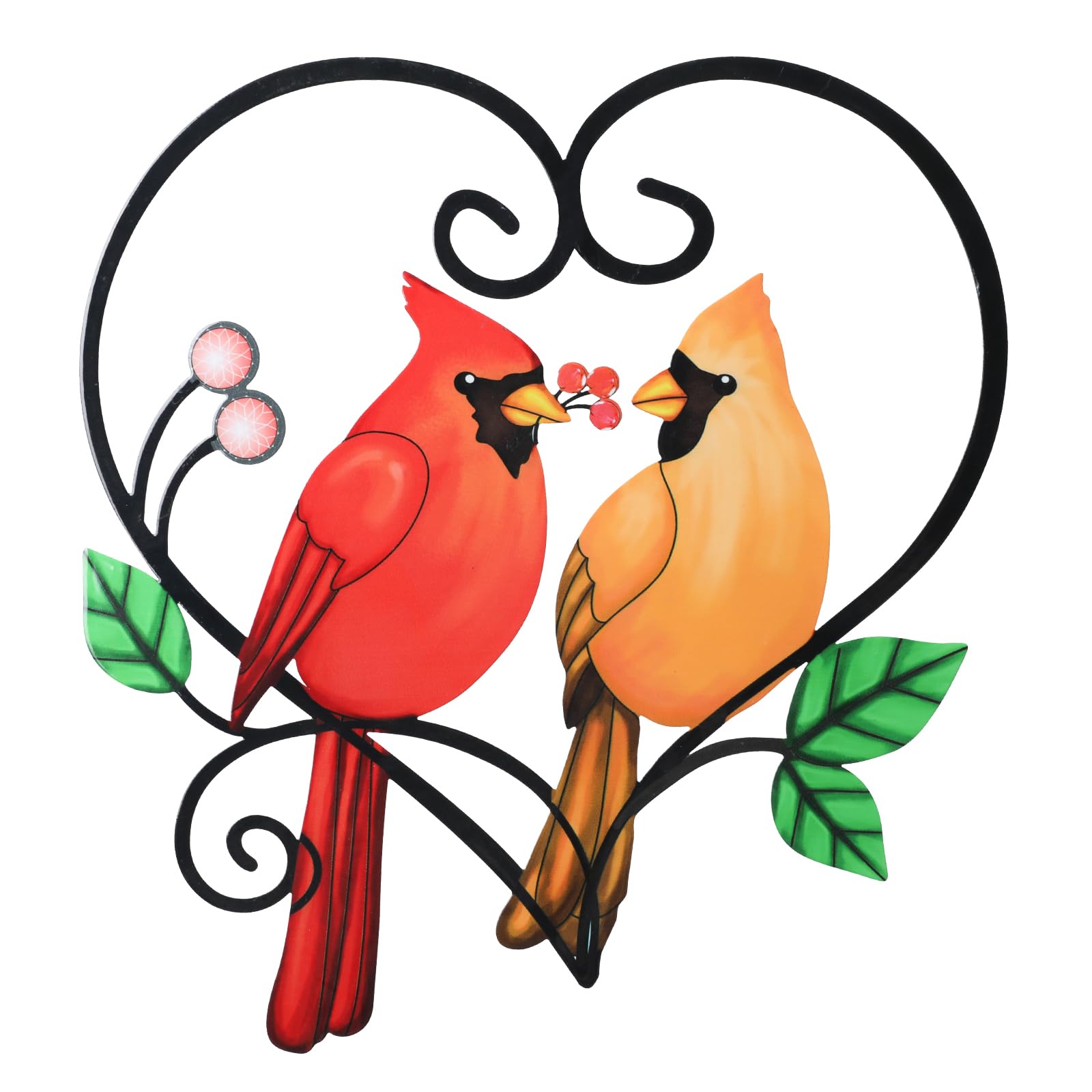 Photo 1 of MUMTOP Metal Cardinal Wall Decor, 3D Love Theme Red Birds Wall Art for Indoor Outdoor Home Living Room Bedroom Valentines Day Gifts