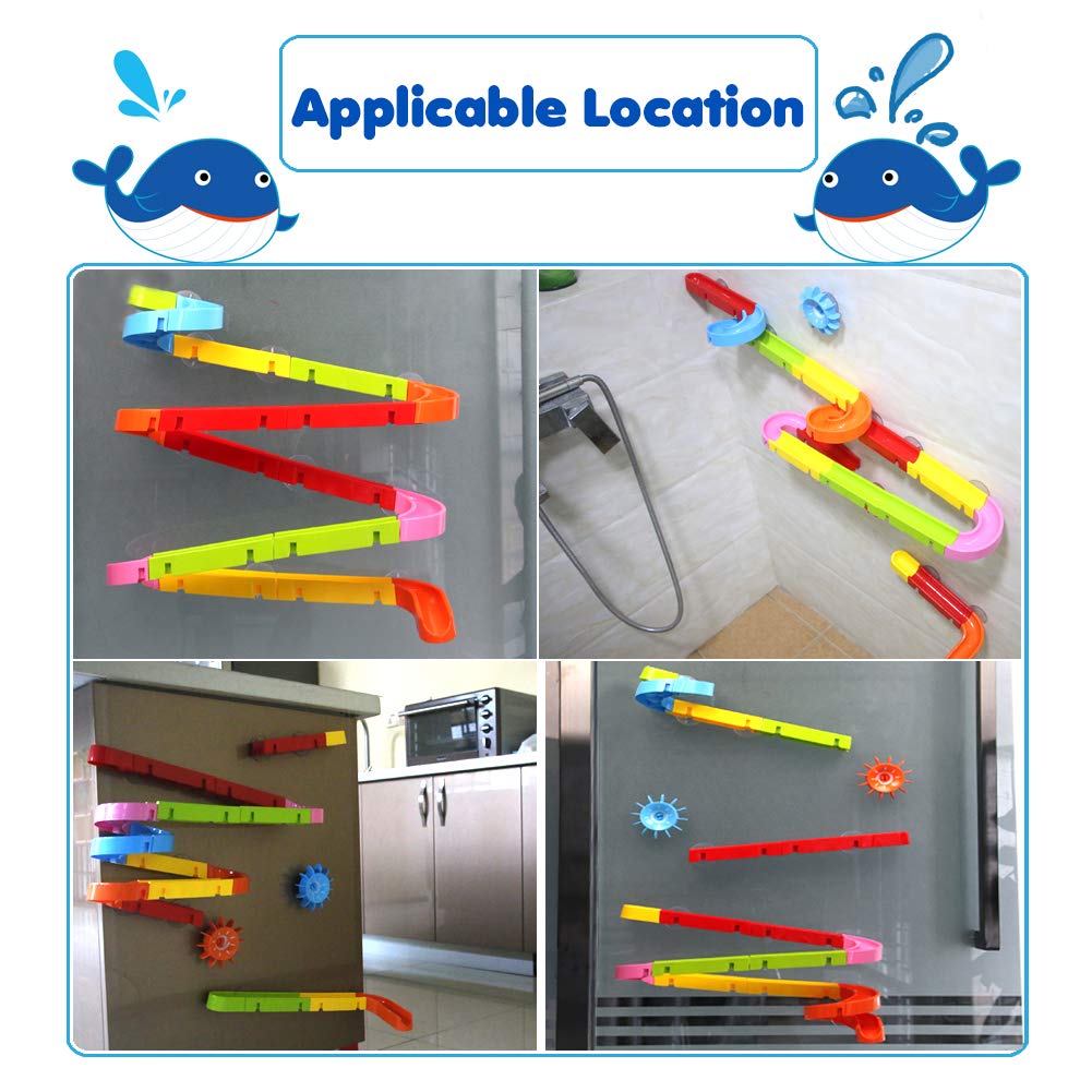 Ball Track Game, Bath Toys Kids Bathtub Toys Shower Toys, DIY Colorful Construction Kit Building Blocks Toys for Toddlers Girls Boys