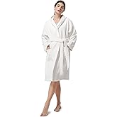 SIORO Women Hooded Terry Cloth Robes, Cotton Long Soft Plush Bathrobe for Shower, Spa, Towel Knee-Length Robe with Pockets