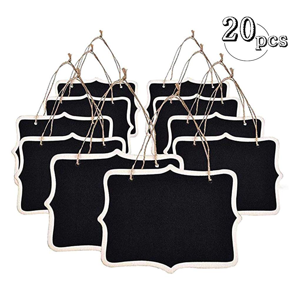 20PCS Mini Hanging Chalkboards, Double Sided Black Rectangle Message Board for Weddings, Kids Crafts, Garden, Shop 8.5X6CM