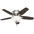 Hunter 42 inch Indoor Ceiling Fan with LED Light - Ceiling Fan with Pull Chain, For Bedroom or Living Room, Low Profile Mount