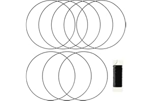 MJRASG 8 Pack Floral Hoop 16 Inches Metal Rings for Crafts Macrame Rings Hoop Wreath Dream Catcher Rings DIY Wreath Candle Rings Wreaths Craft Hoops, Black
