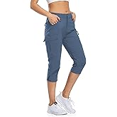 Flewolch Women's Capri Pants Lightweight Outdoor Cargo Hiking Capris Quick Dry UPF 50 with Zipper Pockets