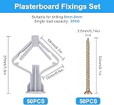 HXC 50x Butterfly Wall Plugs & 50x M8x50 Screws for Drywall 8-10mm view 2