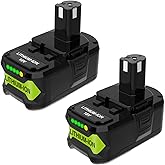 XAMP 8.0Ah Battery Replacement for Ryobi 18V Batteries, 18 Volt Lithium ion Batteries for Ryobi ONE+ Plus, Compatible with P108 P107 P105 P104 P103 P102 Cordless Tool Battery (2Pack)
