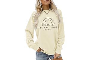 Sulayesh Christian Be The Light Sweatshirts for Women Religious Faith Jesus Bible Verse Graphic Shirts Loose Pullover Tops