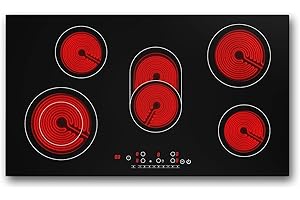 VBGK Electric cooktop 36 inch,Electric Stove burner,Built-in and Countertop Electric Stove Top, LED Touch Screen,9 Heating Level, Timer & Kid Safety Lock, Touch Control,240V 8600W Cooktop