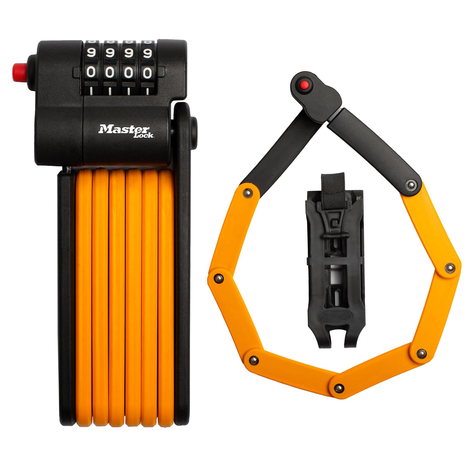 Master Lock 8336EURDPRO Combination Folding Bike Lock with Hardened Steel Links, Carrier and Mounting Bracket Included, 80cm, Black