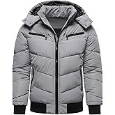 HOOD CREW Men’s Winter Coats Windproof Thicken Padded Parka Warm Puffer Jackets with Removable Hood
