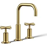 KOHLER K-14406-3-2MB Purist® Widespread Bathroom Sink Faucet, Bathroom Faucets, 3-Hole with Low Cross Handles, 1.2 GPM, Vibra
