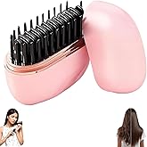Mini Hair Straightener Brush, Wireless Rechargeable, 3-Speed Temperature Control, Portable for Home and Travel, Black (Pink)