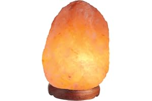 Globe Electric Himalayan Rock Salt Lamp, Pink Hand-Mined with Wood Base, In-Line On/Off Rocker Switch, Bulb Included 89797