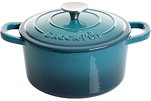 Crock-Pot Artisan Round Enameled Cast Iron Dutch Oven, 3-Quart, Gradient Teal