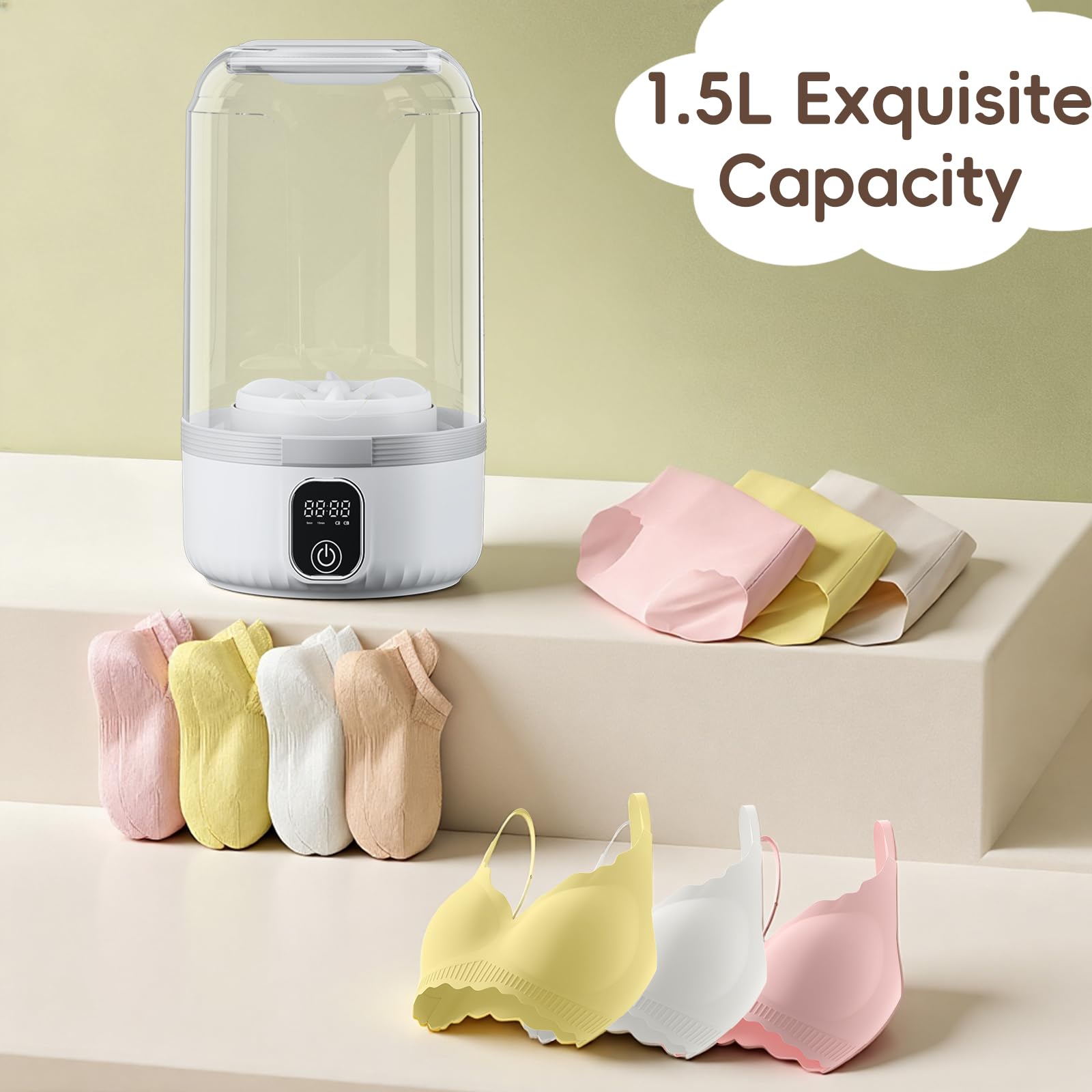 Portable Washing Machine, 2025 Upgraded Mini Washer, 4000mAh Rechargeable Cordless Washing-Machine, Deep Cleaning Underwear Small Clothes,Suitable for Solo Living, Travel, Apartment, Hotel and camping