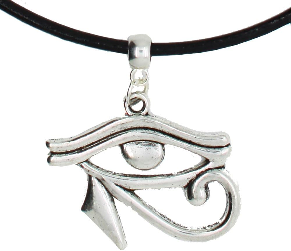 Pixies Cove All Seeing Eye of heru Horus Ancient Egyptian Symbol on a Premium Leather Choker Necklace