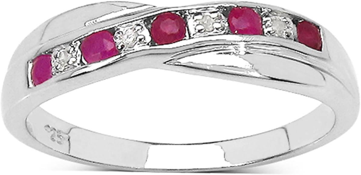 The Ruby Ring Collection Ruby Diamond Channel Set Crossover Eternity Ring In Sterling Silver Mother S Day Anniversary Ring Size H I J K L M N O P Q R S T U V W In Pakistan Binge Pk