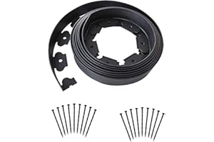 COBARYEN Landscape Edging Border 20ft Garden Edging Kit Plastic Edging for Landscaping with 20 Stakes 1 Connectors for Garden, Grass, Yard, Lawn Edging 2in Tall