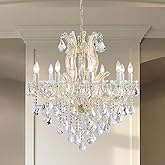 TMAFON Modern Gold Crystal Chandelier Lighting - Luxury Maria Theresa Chandeliers for Dining Room, Kitchen Island, Living Roo