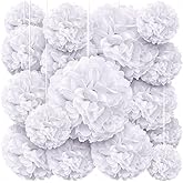 White Tissue Paper Pom Poms - White Party Decorations for Birthdays, Weddings, Bridal and Baby Showers, Engagements and Special Occasions by Avoseta (16 Piece Set, Assorted Sizes)