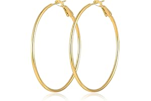PICKBEAU 4 Pairs Silver Gold Hoop Earrings for Women | 14K Gold Plated Hoop Earrings Set for Girls Hypoallergenic Earring Lightweight Dangle Earrings Set
