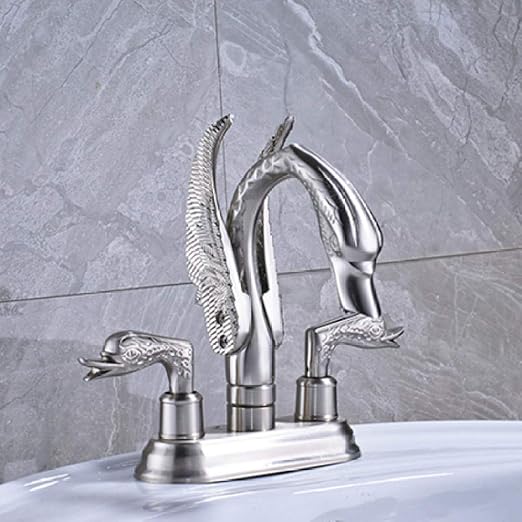 Montado en cubierta Dos orificios Grifo de lavabo de baño de níquel