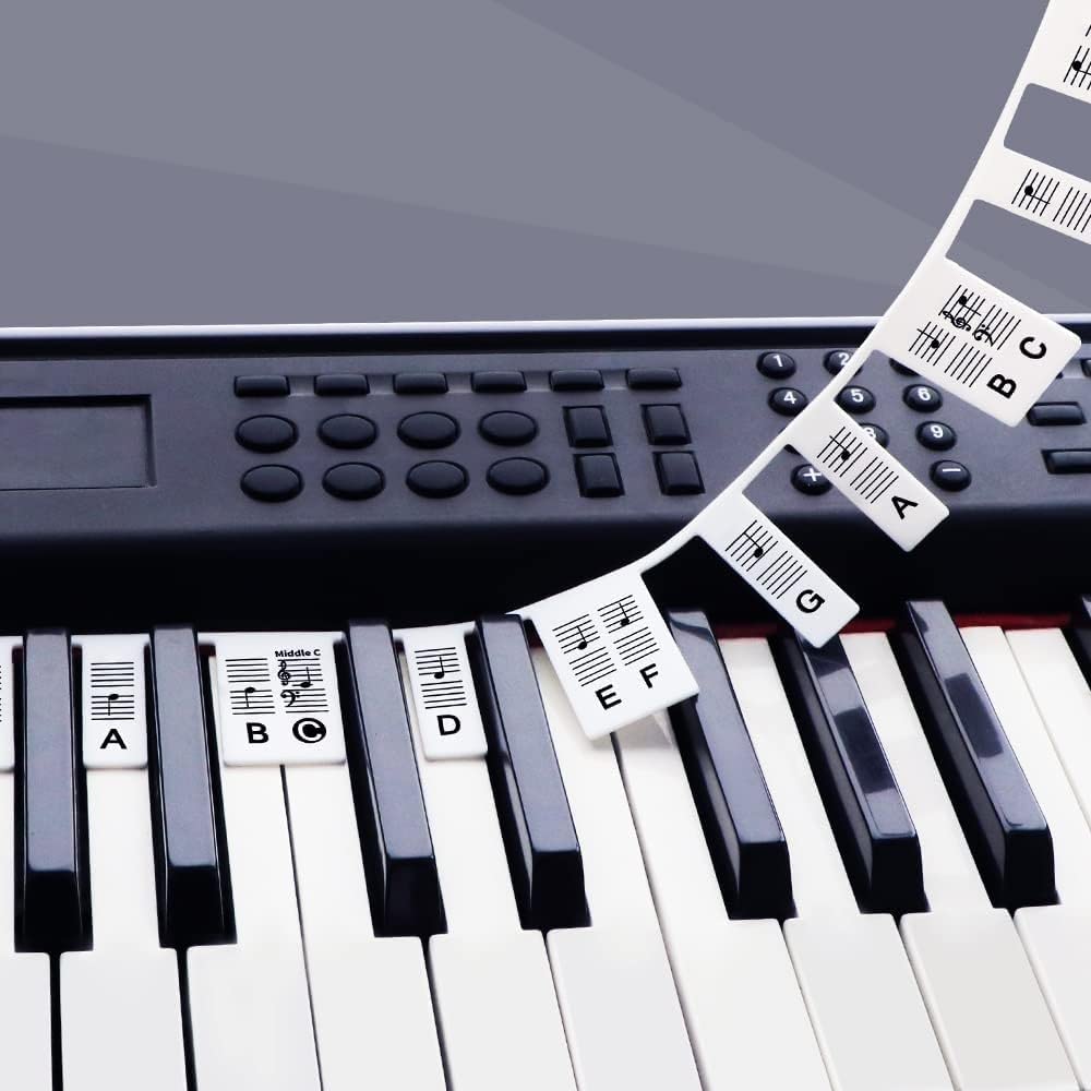Photo 1 of Removable Piano Keyboard Note Labels for 61 Key Full Size Silicone Reusable No Need Stickers Piano Keyboard Lables for Beginners Comes with Box(Black)