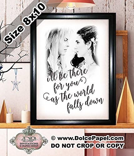 Shimmery Metallic I'll Be There For You As The World Falls Down Labyrinth David Bowie Modern Art Deco Framed Art Print Size 8x10 Black Frame