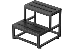 LIANTRAL Step Stools for Adults Kids, 2 Step Stool, Heavy Duty Steel and Sturdy Wooden Step Stool Helper, Supports Up to 500l