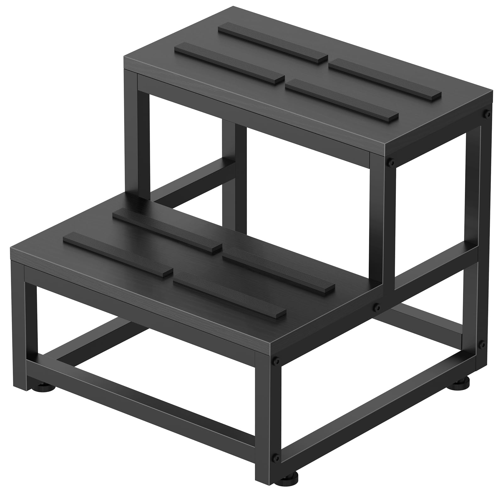LIANTRAL 2 Step Wooden Step Stools for Adults Kids, Heavy Duty Stepping Stools Step Stools for High Beds, Non-Slip Bedside Foot Stool with 500 Lbs Capacity, Kitchen, Bed, RV Step, Black