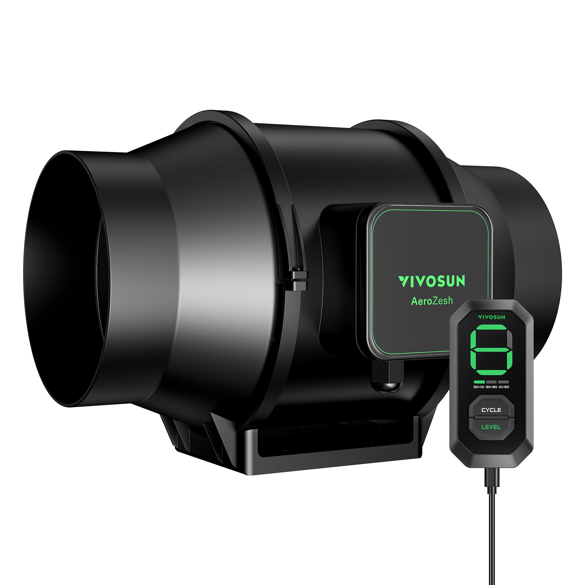 VIVOSUN AeroZesh S6 6-inch 405 CFM Inline Duct Fan with E12 Speed Controller, Entirely Programmable PWM-Controlled EC Fan for Grow Tent Ventilation Image
