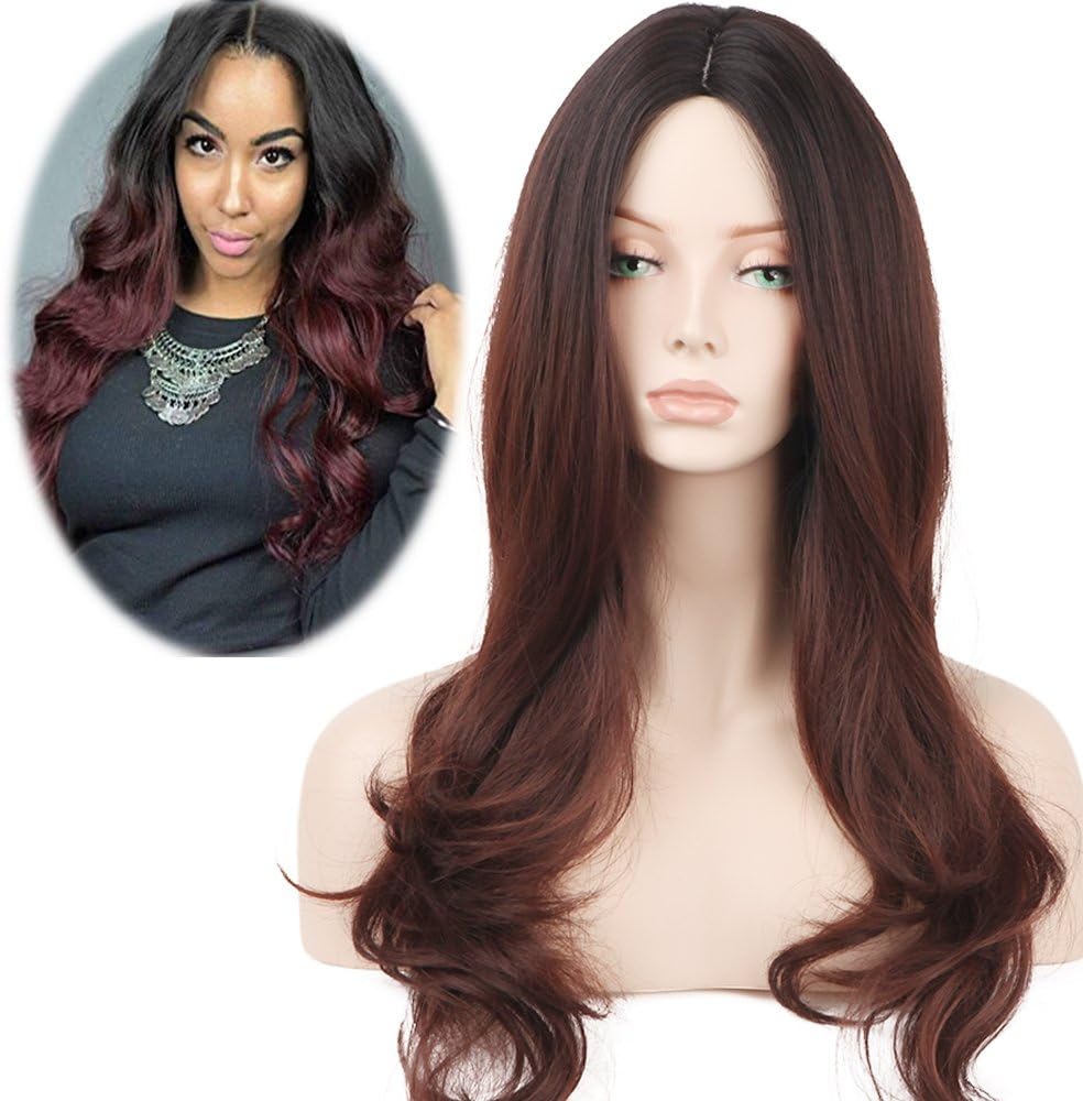 Yopo Brown Ombre Wig Charming Long Curly Black To Dark Brown Wigs