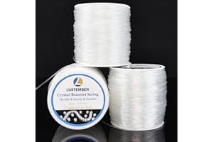 LUSTEMBER 0.8 mm Stretchy Bracelet String, 3 Rolls Durable Elastic String, Clear Bead Cord for Bracelets, Necklaces, Beading, and Jewelry Making (300 m)