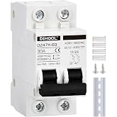 DIHOOL Solar Disconnect Switch, 30 Amp 2 Pole, DIN Rail Mount, Non Polarized, 12V 24V 48V 400V, AC/DC Circuit Breaker, RV Bat