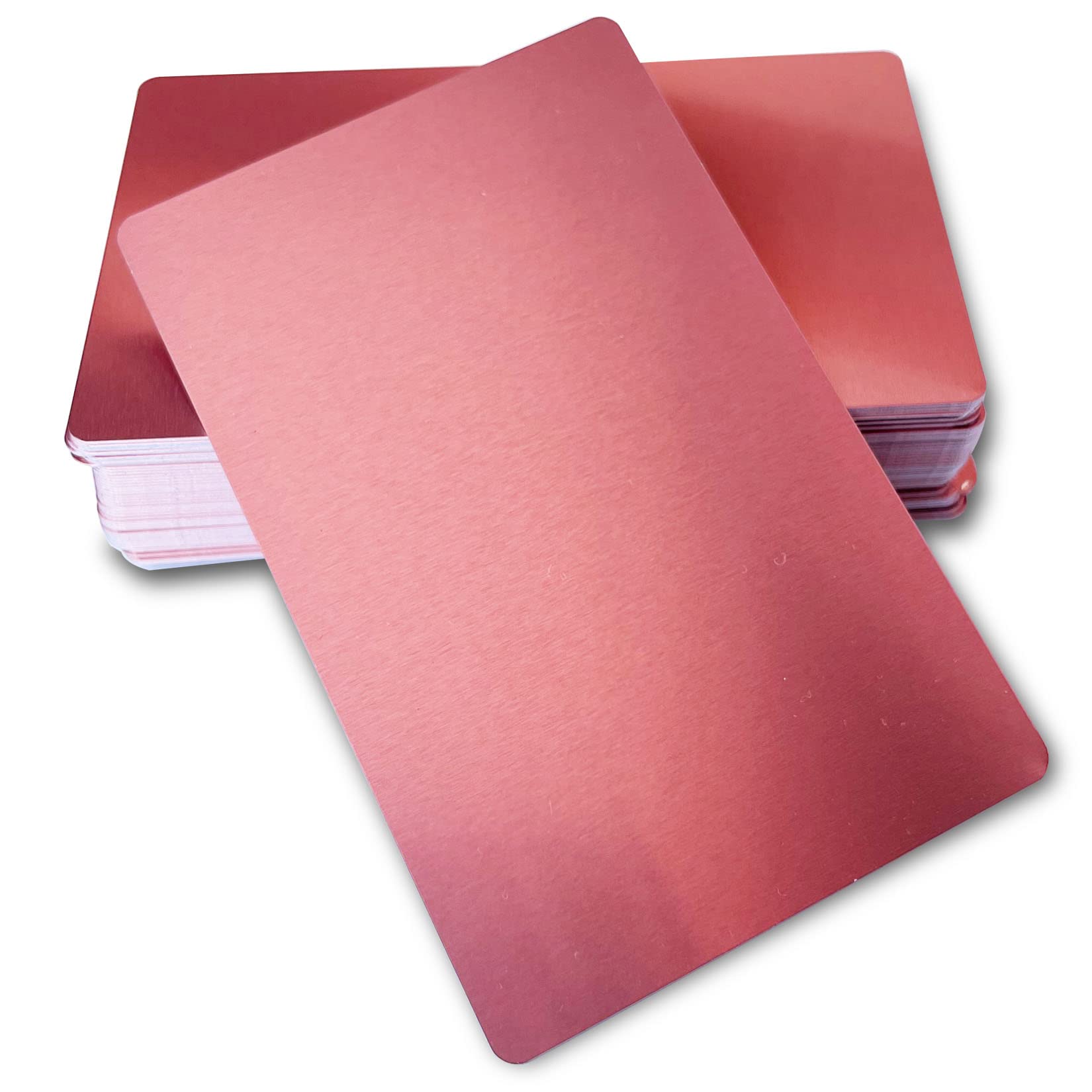 Ebamaz 50PCS Thick 0.45mm Aluminum Metal Business Cards Blanks 3.4 X2.13 inch for Customer Laser Engraving (Rose Golden, Blank)