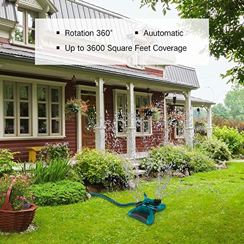 FITMAKER Lawn Sprinkler, 360 Degree Rotating Sprinkler Irrigation System with Leak Free Design Durable 3 Arm Sprayer for Garden and Lawn - Thumbnail 6