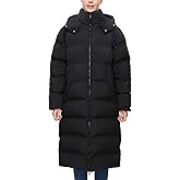 Rokka&Rolla Women’s Knee-Length Seamless Water-Resistant Long Puffer Coat