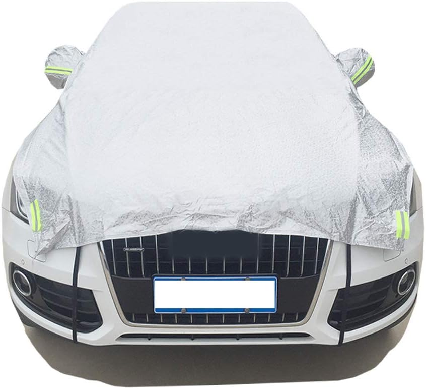 JUST N1 Safe View Half Car Cover Top Waterproof Dustproof Windshield Cover Snow Ice Winter Summer Windshield for Sedan SUV (Silver)