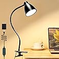 BOHON Desk Lamp 3 Color Modes 10 Brightness Dimmer Reading Light 10W 38 LED Clamp Lamp with Auto Off Timer 360° Flexible Gooseneck Clip on Light for Bed Bedside, AC Adapter Include