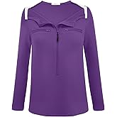 Deyeek Chemo Port Shirts for Women 2 Side Snaps Long Sleeve Shoulder Post Surgery Clothing Dialysis Breast Cancer Shirts