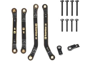 RampCrab High Clearance 4 Links Set for SCX24 Bronco, C10, Wrangler JLU, 4Runner, Brass Links Set, ONLY Front, 4Pcs, Black
