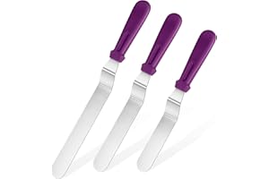 Icing Spatula, U-Taste Offset Spatula Set with 6", 8", 10" Blade, 18/0 Stainless Steel with PP Plastic Handle Angled Cake Dec
