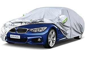 KouKou 6 Layers Car Cover Waterproof All Weather for Automobiles, Outdoor Full Exterior Covers Universal Fit BMW 3 Series 328i 330i, Toyota Corolla,Honda Civic,Chevy Cruze etc.(185 X 70 X 59 inches)