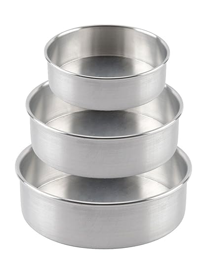 Prime Enterprises Aluminium 2Kg/1Kg/0.5kg Round Cake Mould (3 Pieces) - Silver