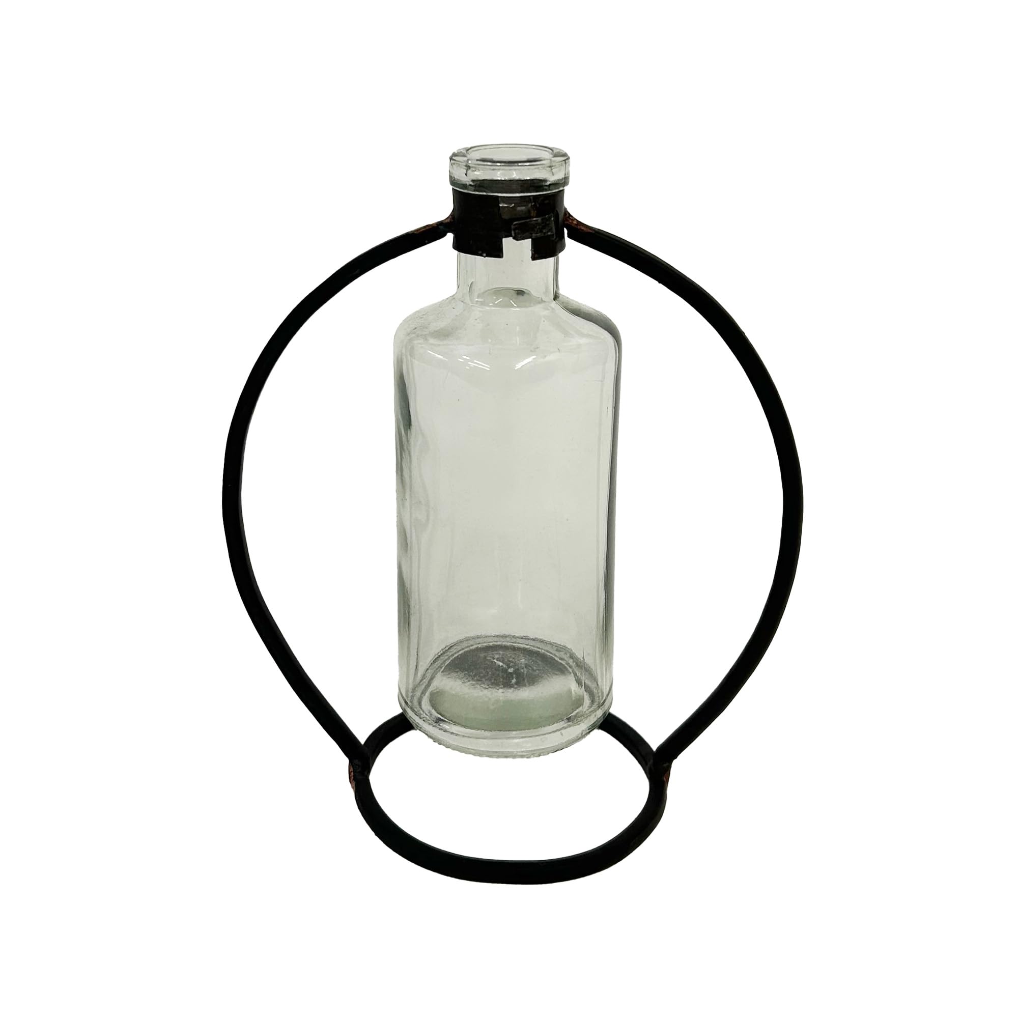 Photo 1 of 100 North Decorative Single Stem Hanging Bud Flower Vase, 5 Inch Iron and Glass, Farmhouse Arc Stand