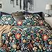 SUSYBAO Flower Duvet Cover King 100% Cotton Plant Floral Duvet Cover Set 3 Pieces 1 Colorful Sunflowers Patterned Duvet Cover with Zipper Ties 2 Pillowcases Luxury Soft Leaf Sunflower Bedding Set
