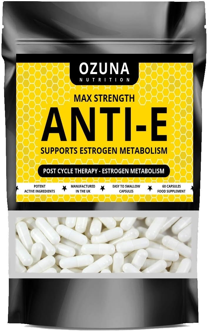 Max Strength Anti-E - PCT Supplement - Anti-Estrogen - Max Strength Formula - Suitable for Vegetarians - 60 Capsules