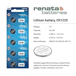 Renata CR1220 Batteries - 3V Lithium Coin Cell 1220