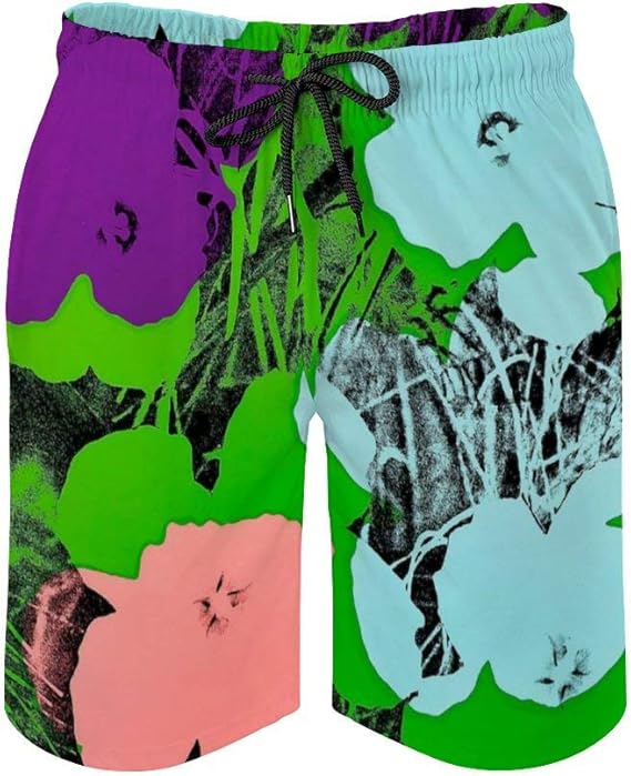 Amazon アンディ ウォーホル Flowers 1アウトドア ハーフパンツ メンズ 速乾 半ズボン 吸汗 夏 スポーツショーツ スウェット 短パン ポケット付きビーチパンツ ショートパンツ 通販