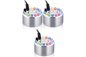 Yaomiao 3 Pcs Halloween Mist Maker Fogger Small Ultrasonic Fog Machine Fountain Mister Fogger Water Garden Pond Foggers Air Humidifier with 12 LED Light Flashes for Halloween (Silver)