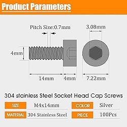 M4-0.7 * 8mm Socket Head Cap Screw,Metric Socket